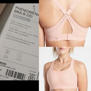 $89 High Impact 34DD ATHLETA PINK NUDE RACERBACK Breathable SPORTS BRA NWT